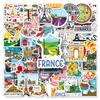 50 French French Personality Cartoon Outdoor Travel Landscape Landmark Decorative Water Cup Suitcase Stickers