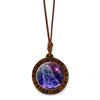 Twelve Constellations Time Glass Wooden Retro Brown Wax Rope Male and Female Couple Birthday Gift Pendant Necklace