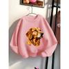 Girls' Crewneck Sweatshirt - Golden Retriever Dog Head Portrait Art Machine Washable, Spring And Autumn, Sportswear