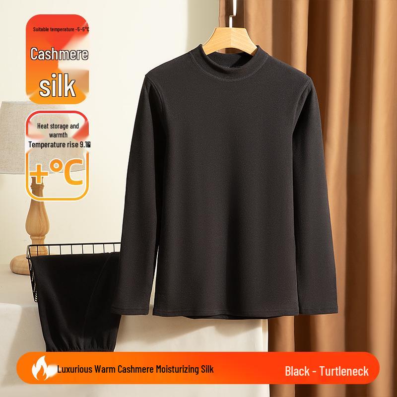 

Мужской кашемировый термобелье: Флисовая подкладка, Плотный, Эластичный, Средняя высота горловины для осени/зимы. XL