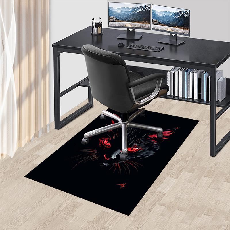 1pc Black Cat Carpet Anti Slip Polyester Floor Mat for office,Bedroom