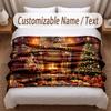 Christmas Theme Soft Blanket Personalized Custom Name Text Print Warm Blanket Home Sofa Bedroom Decor