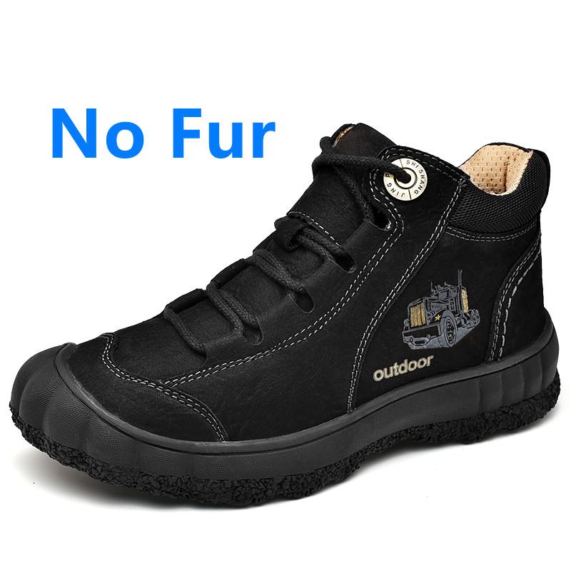 Winter Men Shoes Warm Plush Handmade Sewing Non-Slip Outdoor Men's Boots Fashion Men Ankle Hiking Shoes High Quality Sneakers