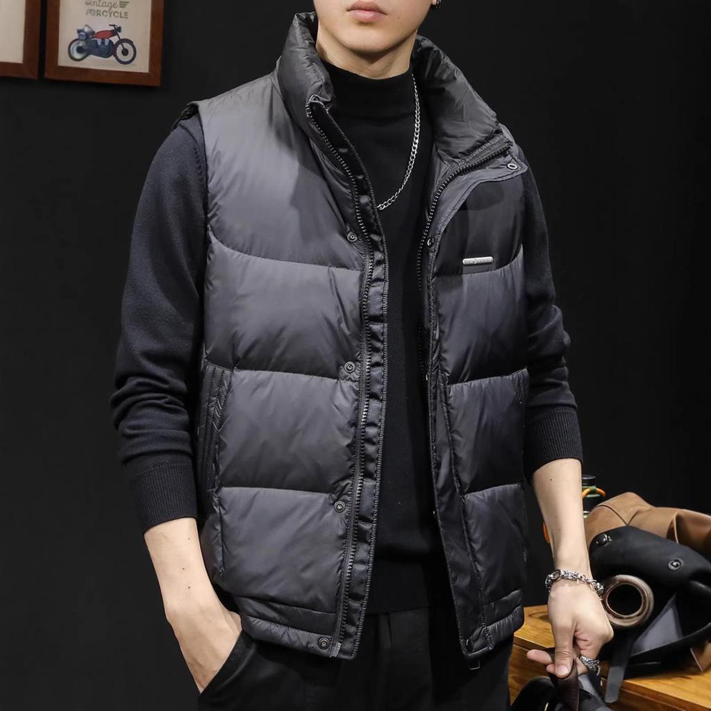 Men's Lightweight 90% Duck Down Warm Vest - Trendy Plus Size Outerwear for Autumn/Winter 2025