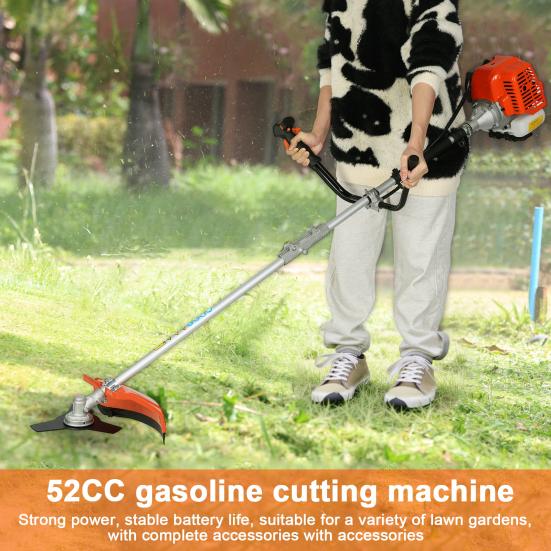 Gas String Trimmer 52cc Weed Wacker Gas Powered 2 In 1 Cordless Hedge Trimmer 2-Stroke Brush Cutter Plastic Handle & Shoulder Strap Included