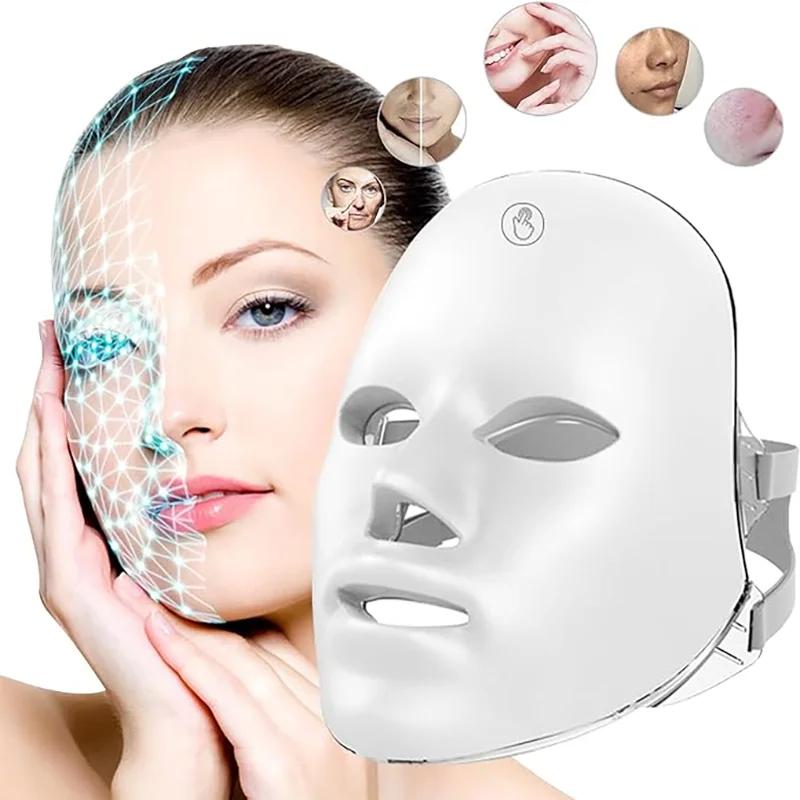 7 Colors LED Face Mask - Rechargeable Photon Light Therapy Beauty Device for Skin Care & Anti-Aging