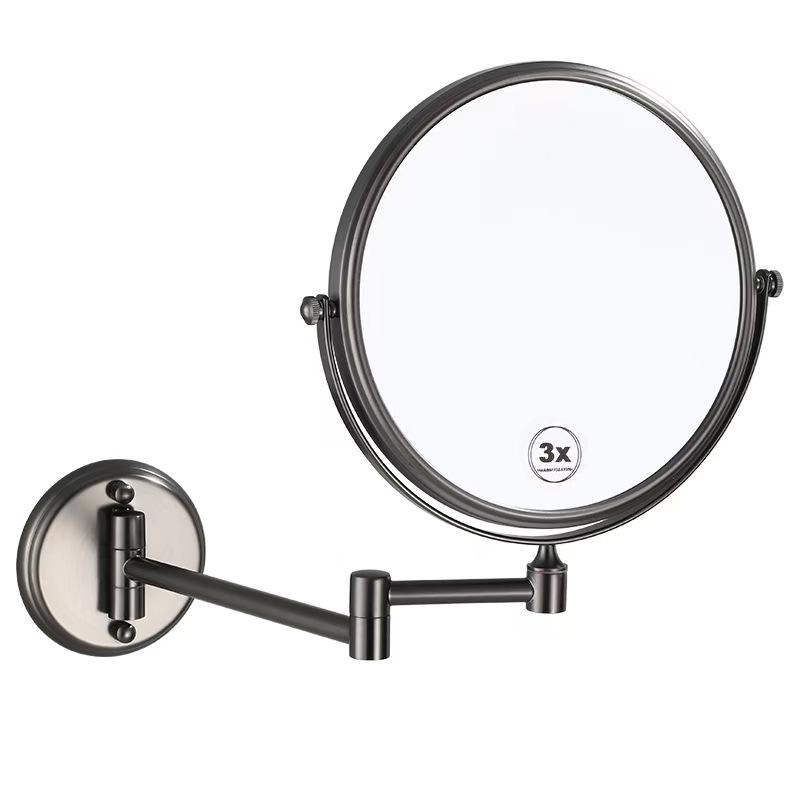 Dual-Sided Retractable Wall-Mounted Makeup Mirror - Self-Adhesive, No Drilling Required