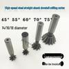 Straight Shank Reverse Chamfer Dovetail Cutter, Bai Feng Steel, 14/16/18mm Diameter, 45/50° Angle.