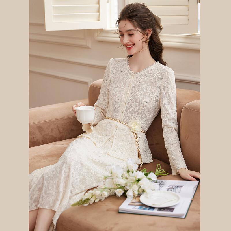 Bailuyu Women's Lace Two-Piece Long Dress Set