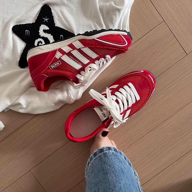 Thick-soled Red German Training Shoes Women's Summer New Versatile Mesh Casual Sports Shoes Dad Shoes Forrest Gump Shoes