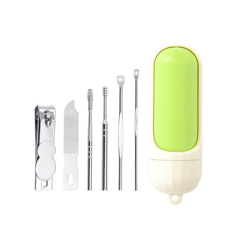6 Pcs Stainless Steel Nail Cutter Pedicure Scissors Set With Capsule Shaped Storage Box Portable Manicure And Pedicure Tool