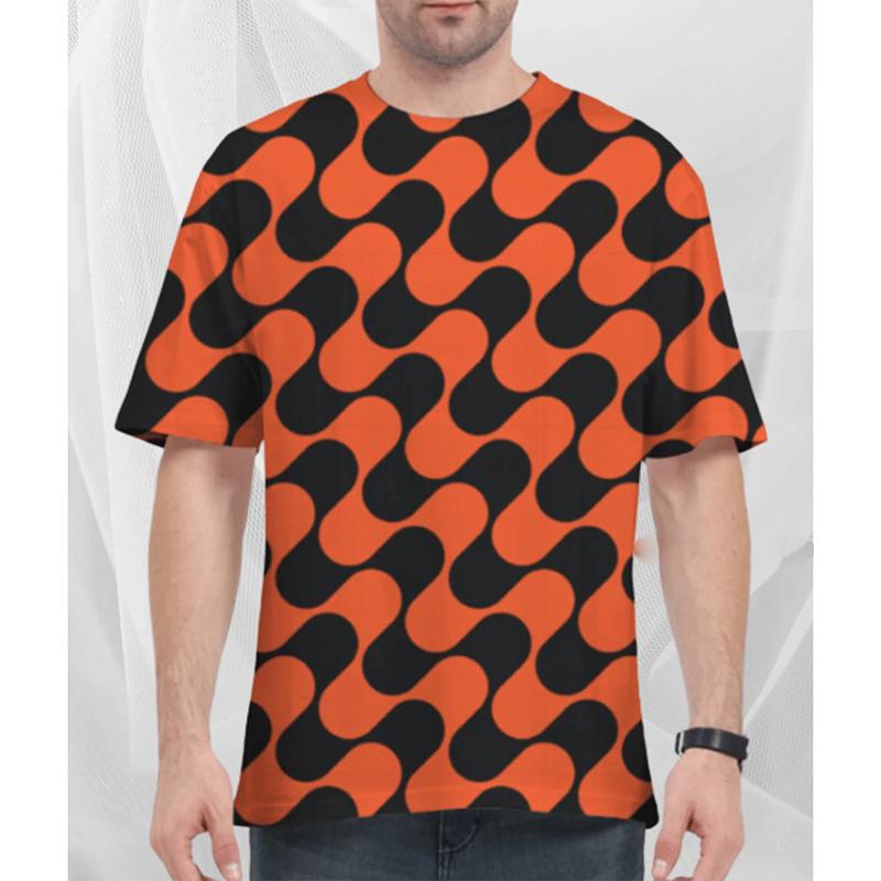 Full Sublimation Striped Camouflage Waves Pattern T-shirt For Men Funny Geometric Patterns Short Sleeve T Shirts Summer Casual