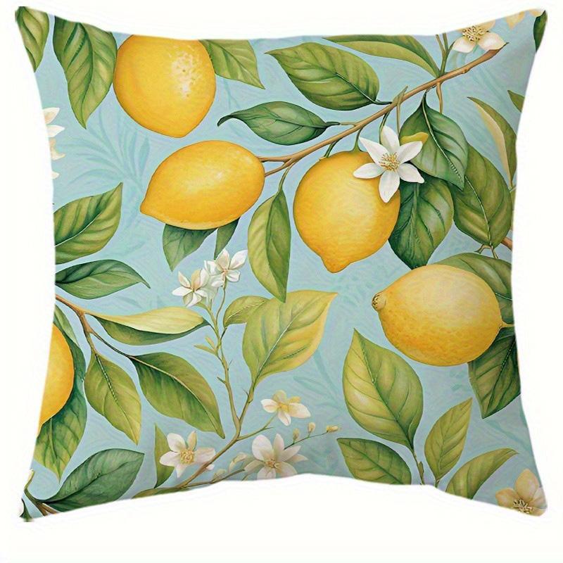 Home Decor Lemon and Floral Pattern Pillow Covers Pattern Cushion Cover Suitable for Sofa Bedroom Car Pillow Cover