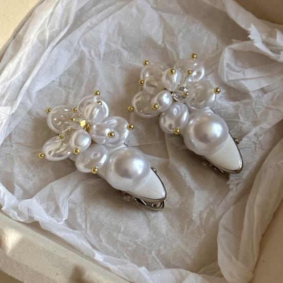 Girl Hairpin Imitation Pearls Flower Shape Hair Pin Full Luster Side Bang Hair Clip Lightweight No Pressure Hair Accessory