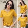 Women's Fashion Casual Solid Color Print Short Sleeve V Neck Blouses & Shirts