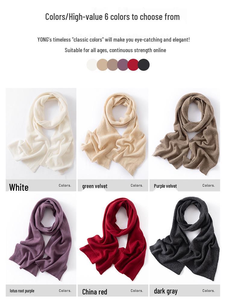 Women's 100% Pure Cashmere Solid Color Knitted Scarf