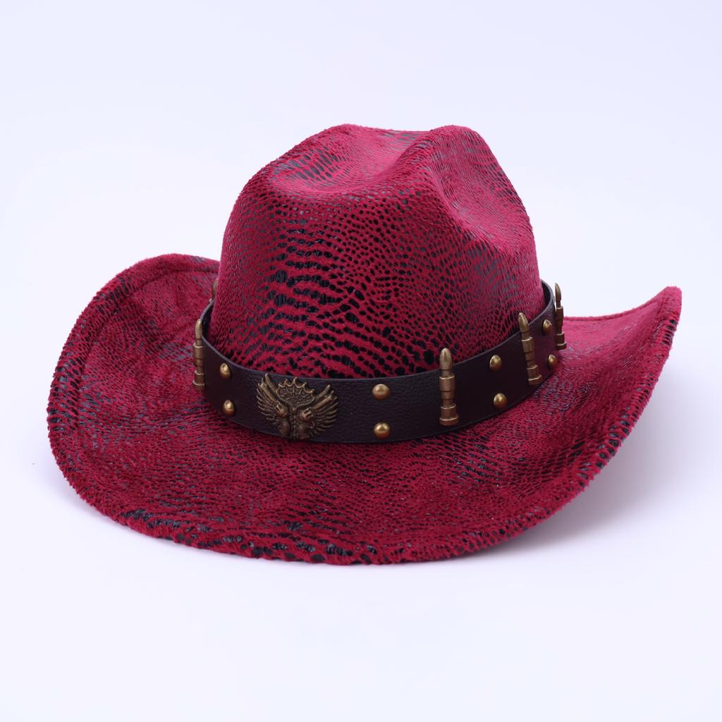 Vintage western cowboy hat party carnival imitation crocodile pattern jazz hat autumn and winter men's and women's high-end top hat