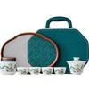Light luxury tea set, household set, travel kung fu souvenir, rime pavilion, portable tea tray, business outdoor portable tea set