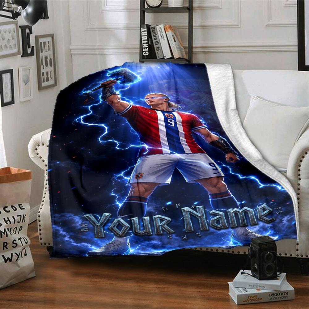 Haaland (68) Personalized Name Blanket Multi-purpose Personalized Blanket Warmthful Decor Throw For Living Room Nap Chair Picnics All-Season Use