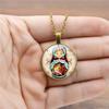 Russian Doll Time Gem Pendant Necklace Vintage Alloy Cross Chain for Women