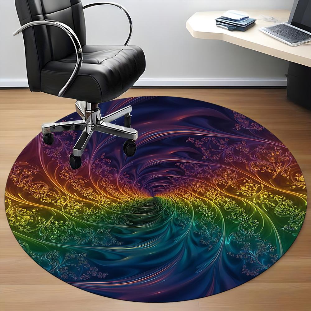 1 Stück Stuhlteppich mit Regenbogen-Wirbelmuster für das Büro, rutschfest, weich und langlebig, perfekt für das Büro yy260131022