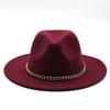 New thin chain accessories European and American autumn and winter solid color woolen top hat European and American fashion jazz hat