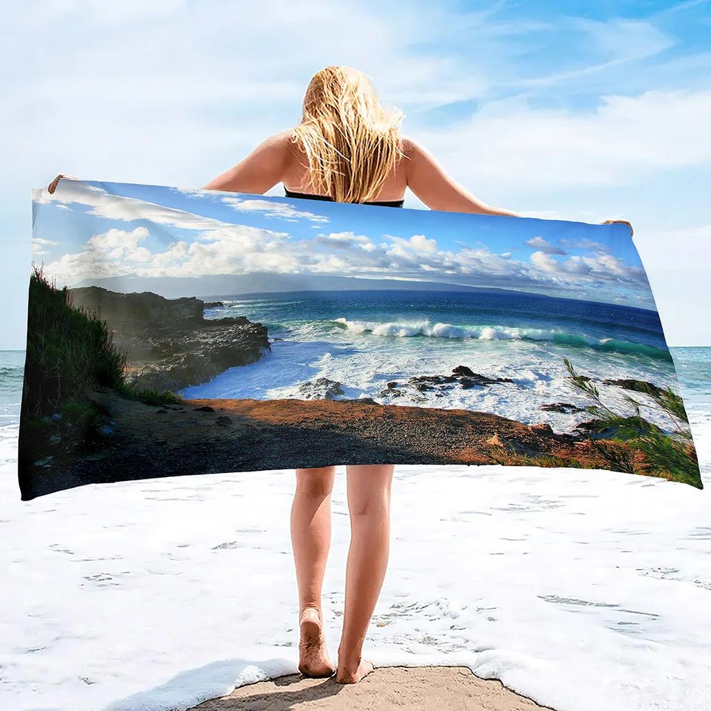 Beach Ocean Microfiber Beach Towels Quick Drying Towel,Retro Tropical Summer Absorbent Sand Free Sandless Swim Pool Beach Towel