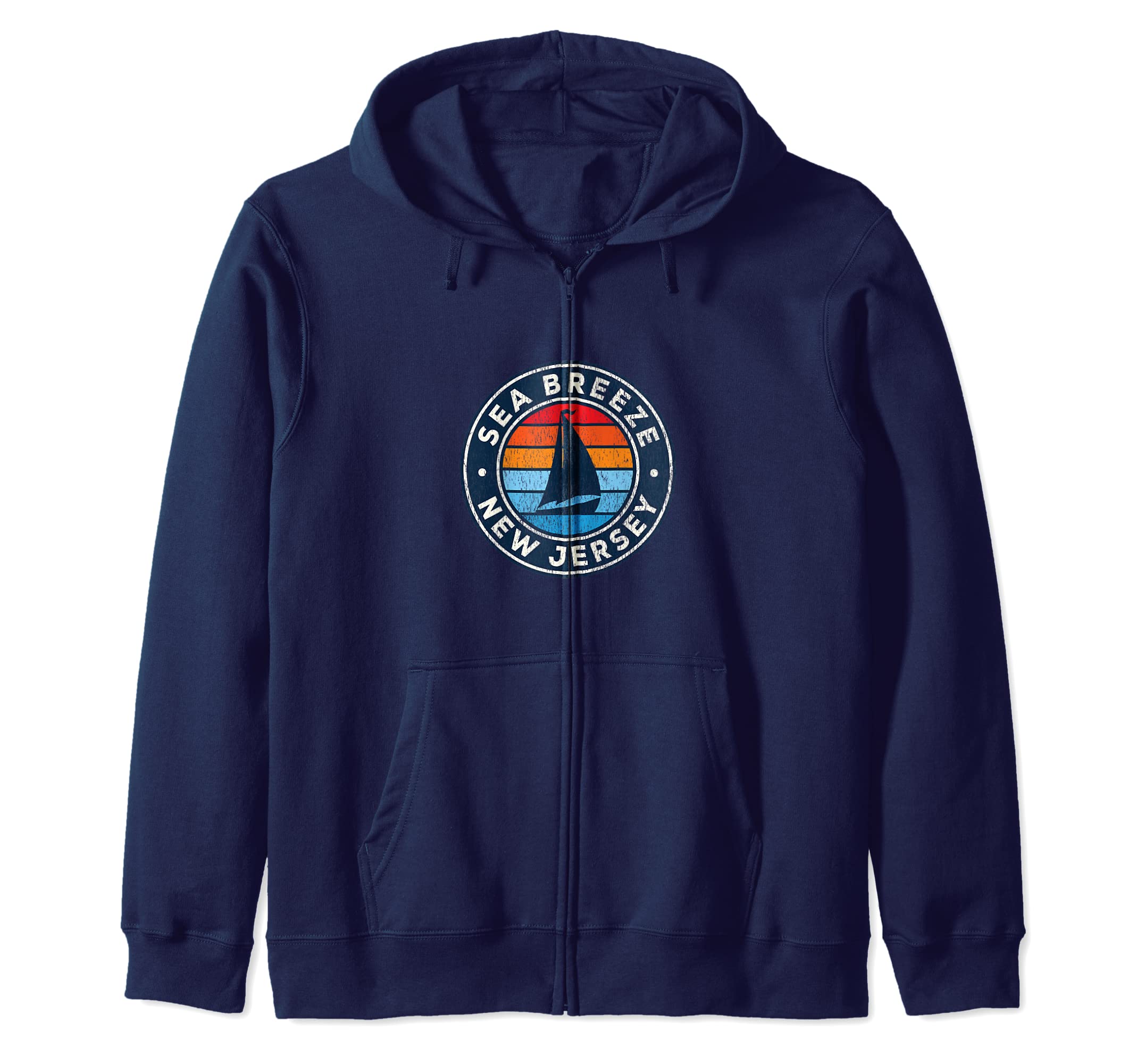 

Sea Breeze New Jersey Vintage Yacht Retro 70s Zip Hoodie