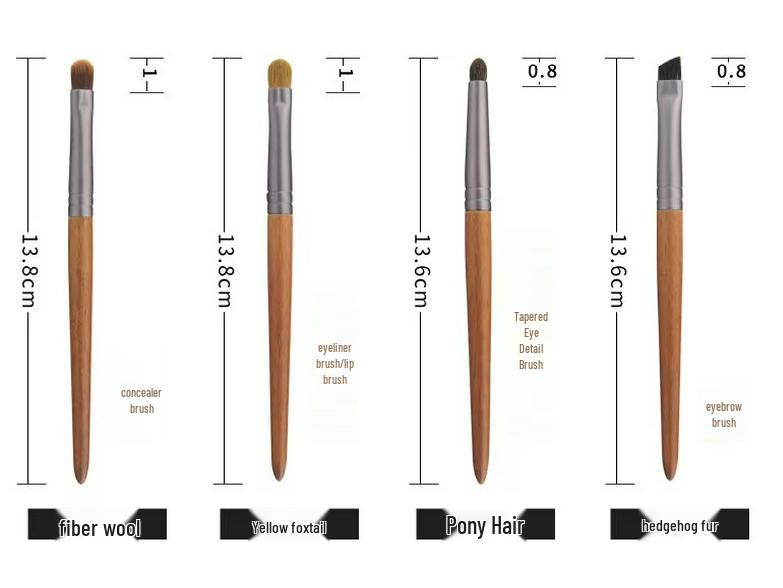 Luxury Animal Hair Makeup Brush with Beechwood Handle - Powder, Blush, Eyeshadow, Detail Brushes
