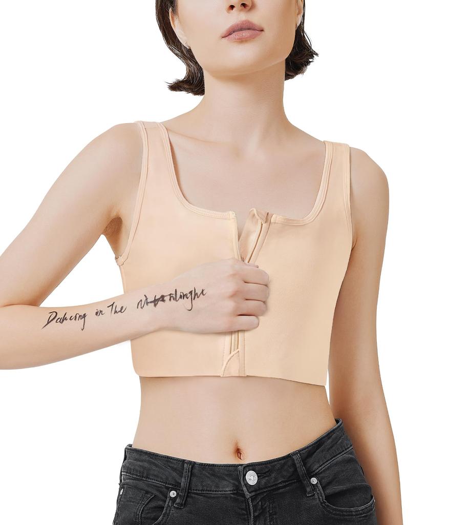 CtriLady Sports Stable and Tank Bra Kimono Japanese Style Bra Women's Breast-Flattening Bra, Smaller, Top, Shapewear, Top, Underwear, (Beige, L)