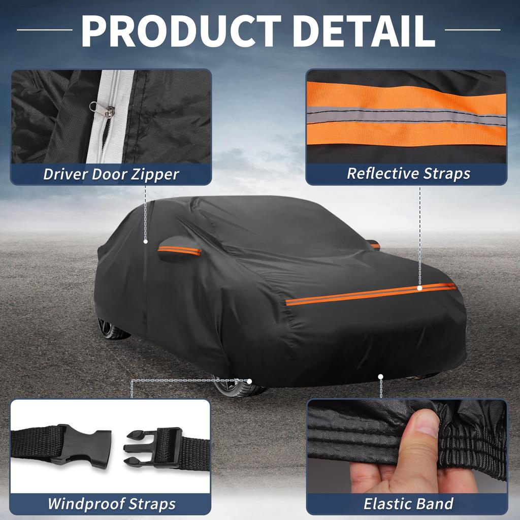 X AUTOHAUX Car Body Cover for Honda New Waterproof Fabric Lightweight and Comfortable for Paint Seat Door Windbreak and Storage Sun Rainy Season