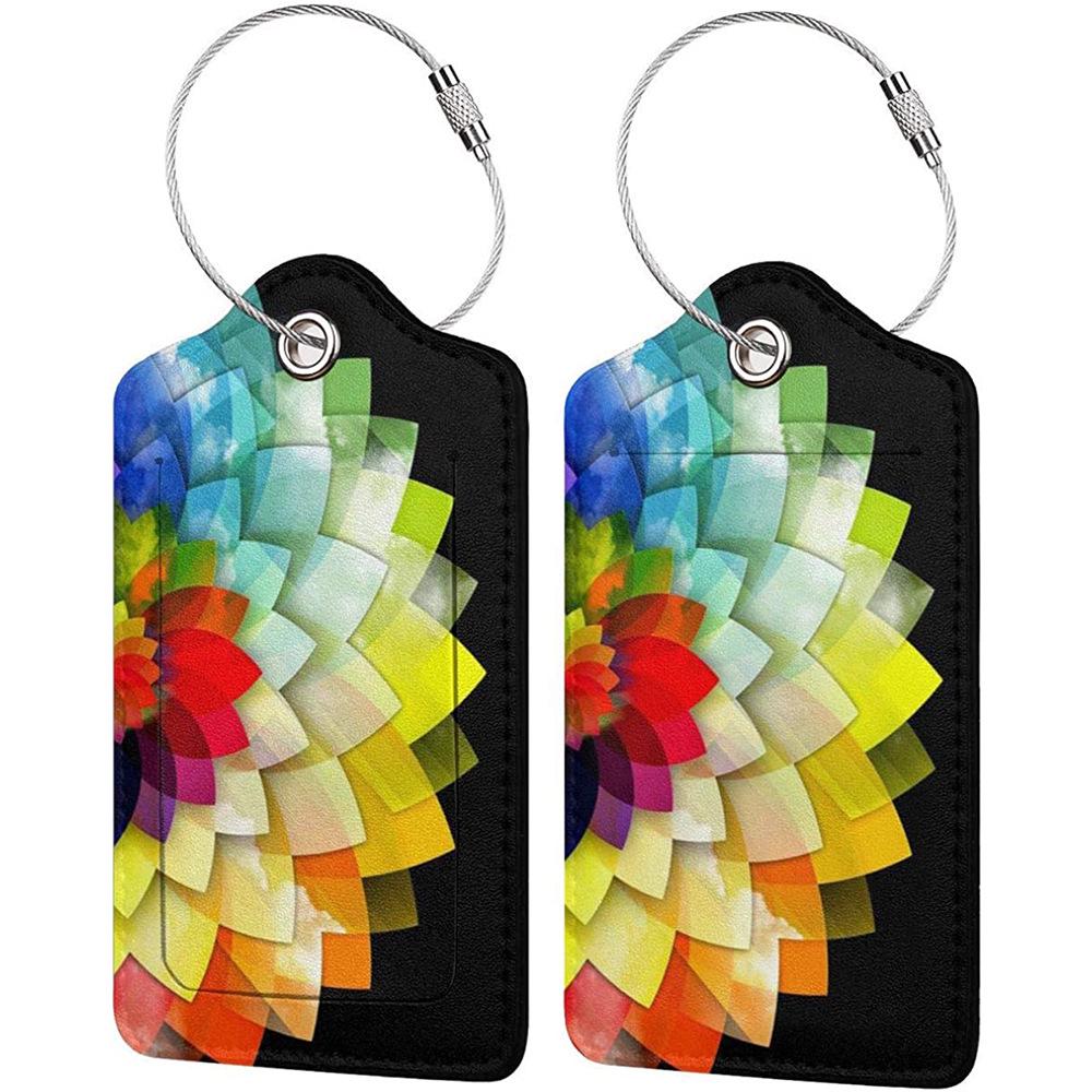 Stylish Printed Leather Luggage & ID Tag Set