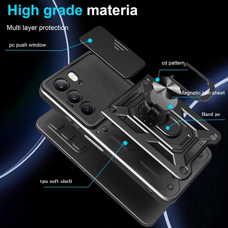 For OPPO Realme C75 C 75 Realme 14X 14 X 4G Case Car Magnetic Ring Holder Slide Camera Armor Shockproof For RealmeC75 Realme14X