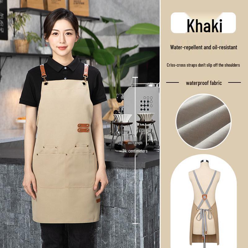 Waterproof Young Waiter Apron with Logo for Milk Tea Restaurant