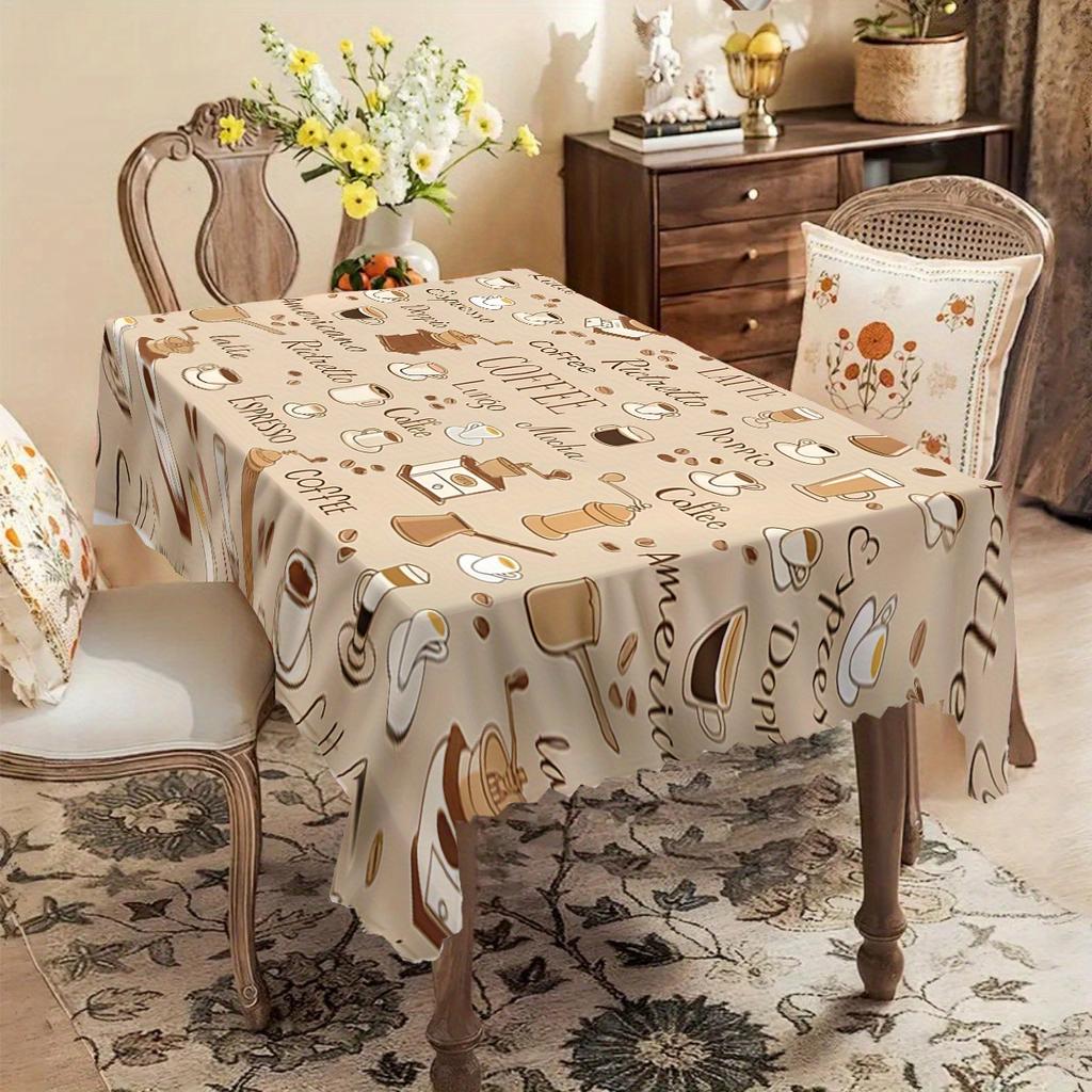 Element Coffee Print Tablecloth for Table Decor Reusable Retro Coffee Rectangle Kitchen Dining Table Cloth Holiday Party Decor