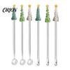 Small Souvenir for Christmas Event Glass Stirring Stick/Spoon, Handmade Tree Topper Decor, Heat Resistant Durable Drinkware Stirrer Decorative Swizzle
