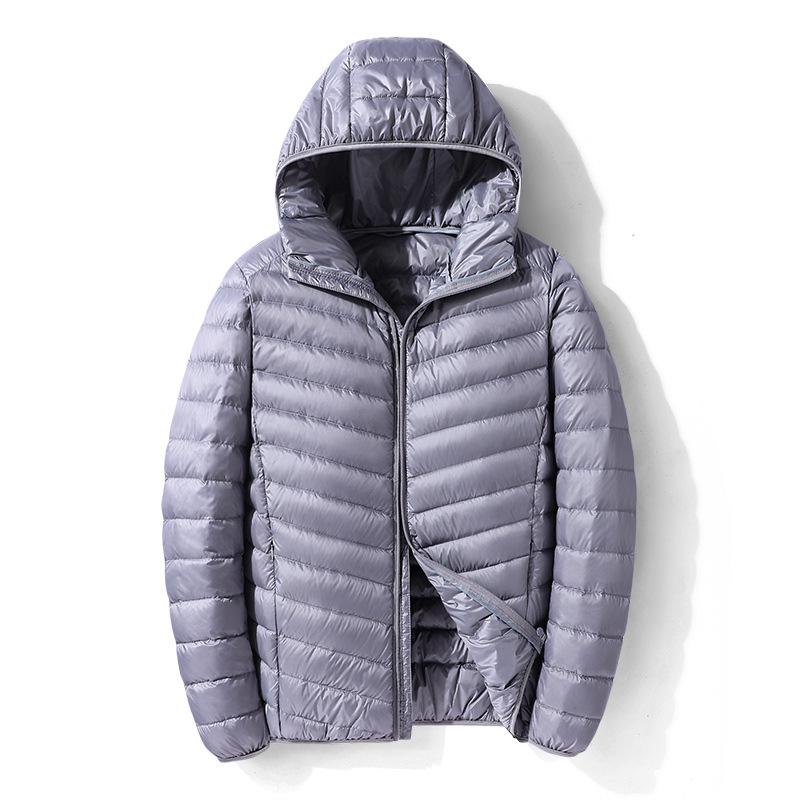 Men's Gray Lightweight Short Down Jacket - 2024 Autumn/Winter Trendy Casual Style