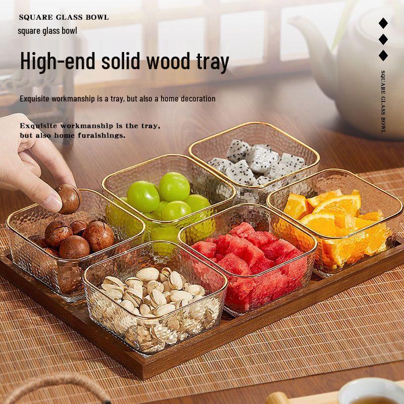 Retro Chinese Style Glass Dried Fruit & Nut Tray