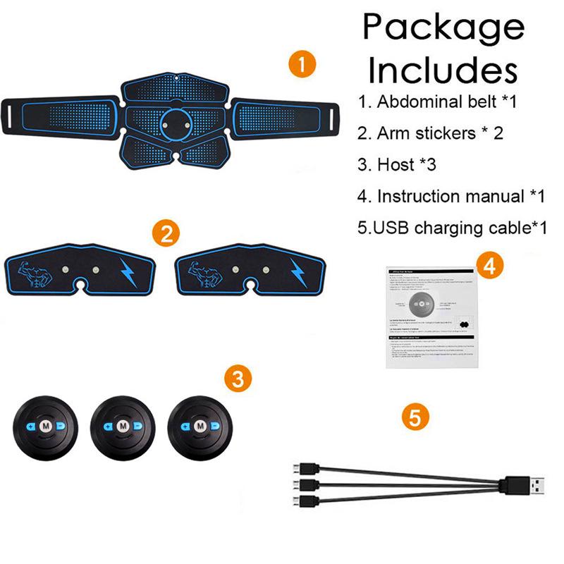 Rechargeable Smart Abdominal Muscle Stimulator Belt with Eight Massage Pads