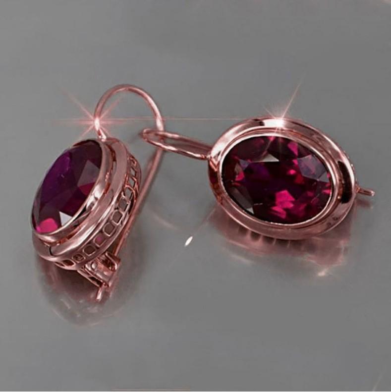 Pendiente de gota con forma ovalada y redonda con circonita cúbica roja para mujer Accesorios de dama noble Máxima calidad Cumpleaños para madre Brillo