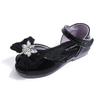 Girls' Angel Button and Bow-Decorated Patent Leather Soft-Sole Princess Shoes / Fish-Mouth Children's Princess Sandals