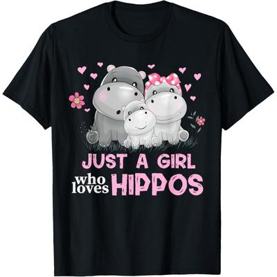 Just a Girl Who Loves Hippos Family Hippopotamuses Zoo Lover T-Shirt