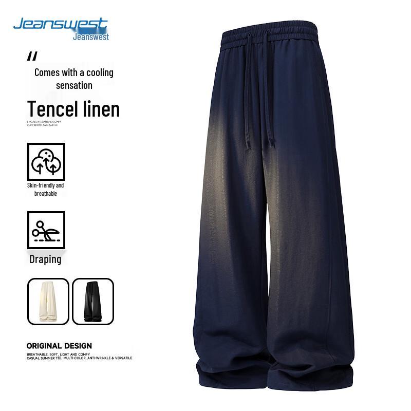 Jeanswest Men s Summer Ice Silk Lyocell Linen Straight Pants M