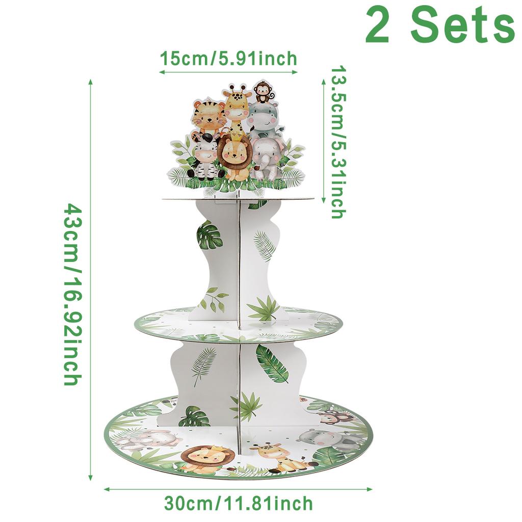 Cake Display Stand Jungle Mermaid Birthday Party Decorations Kids Dessert Holder Cake Tray Butterfly Baby Shower Cupcake Support