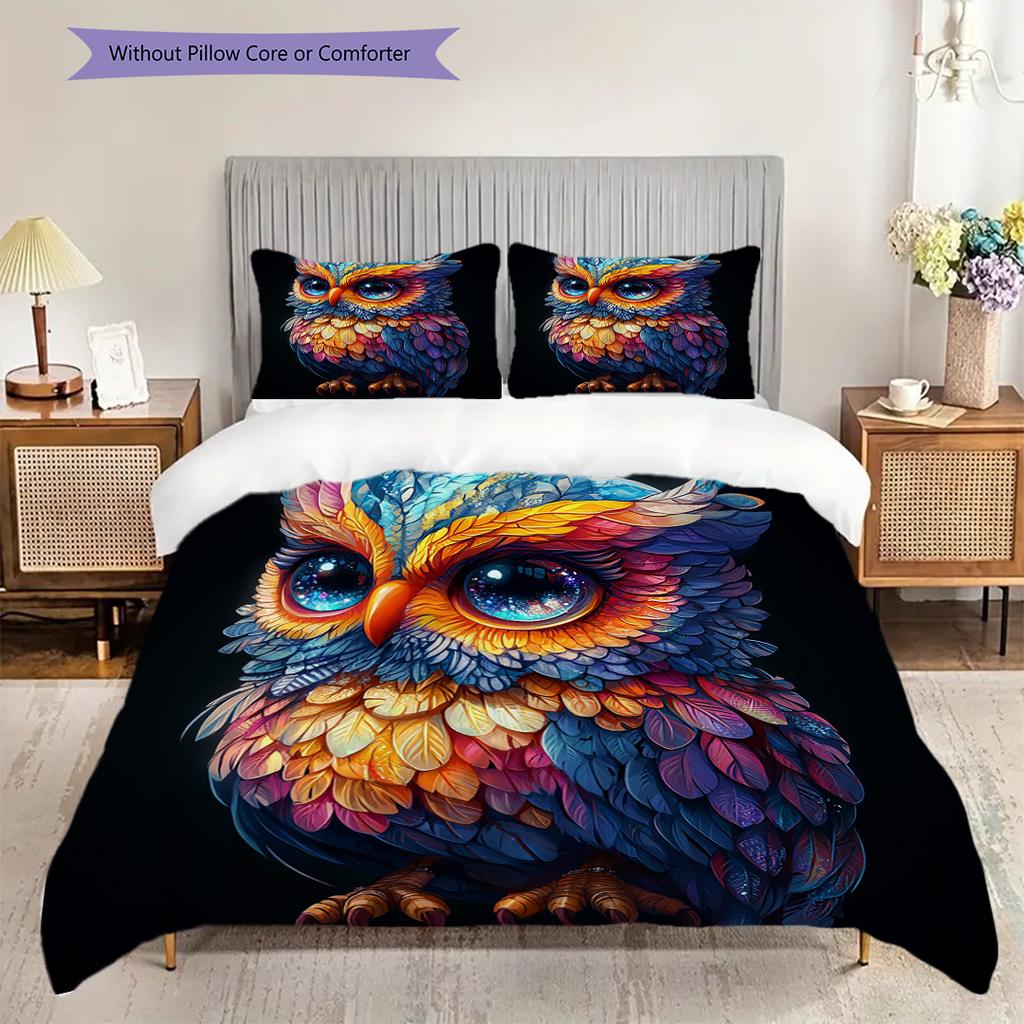 Uggle Mönster Sängkläder Täcke Set Täckeöverdrag Örngott Heminredning Födelsedagspresent (1 * påslakan + 2 * örngott, utan kärna)