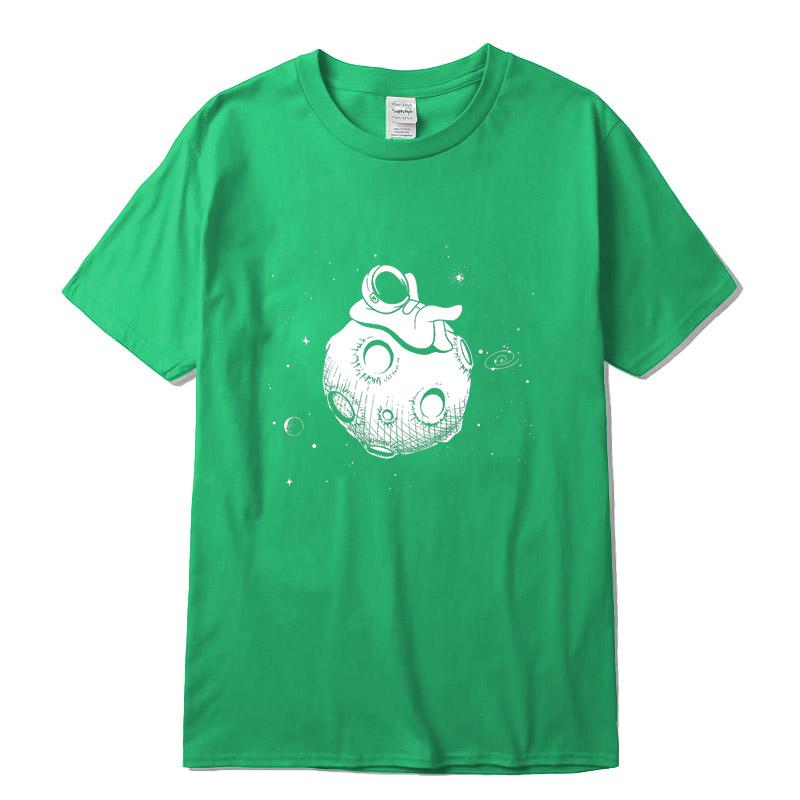 Men Tshirt High Quality 100 Cotton Short Sleeve Fun Casual Astronaut Print Men Tshirt Casual O 2XL