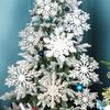 Silver White Glitter Snowflake Pendant - Christmas Window & Mall Decoration Ornament