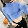 2025 Women's Plus Size Round Neck Velvet Thickened Knit Sweater - Warm Autumn/Winter Base Layer