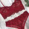 2 Teile/satz Sexy Hohl Durchsichtige Spitze Unterwäsche Set Sling Bh Mid-rise Slip Set Einfarbig Ultra-dünne unterwäsche Set