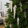 Realistic Glitter Christmas Branches Artificial Leaves Xmas Tree Hanging Ornament  Holiday Party